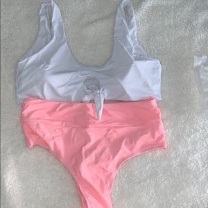 White and pink bikini